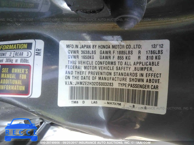 2013 Honda Insight JHMZE2H32DS003283 image 8