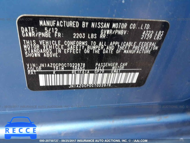2012 Nissan Leaf JN1AZ0CP0CT022878 зображення 8