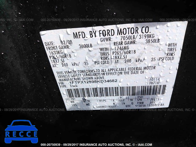 2008 Ford F150 1FTPX12598KD34682 image 8