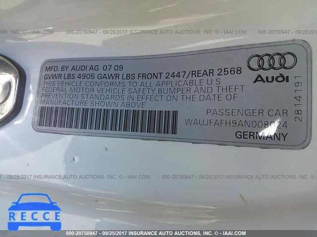 2010 Audi A5 PREMIUM PLUS WAUJFAFH9AN008024 image 8