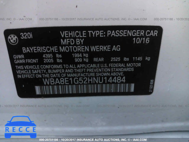 2017 BMW 320 I WBA8E1G52HNU14484 image 8