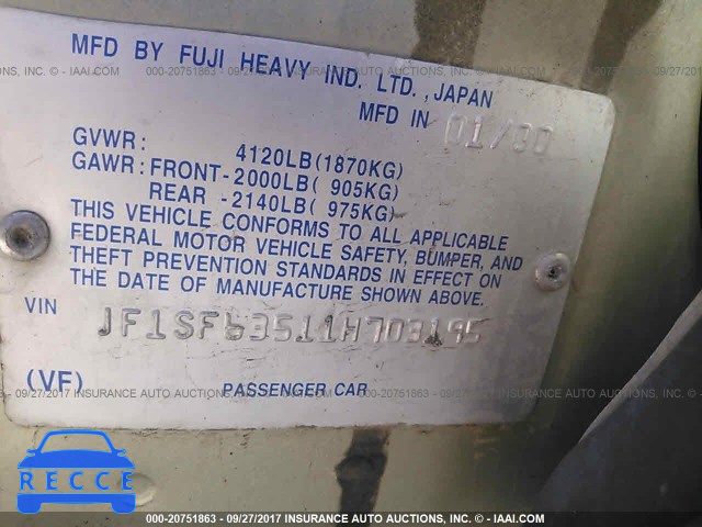 2001 Subaru Forester L JF1SF63511H703195 image 8