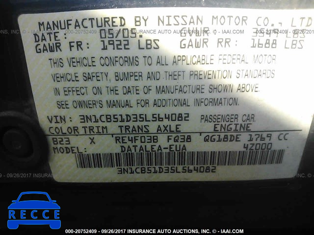 2005 Nissan Sentra 3N1CB51D35L564082 image 8