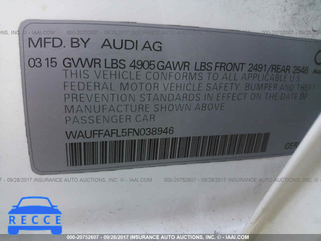 2015 Audi A4 WAUFFAFL5FN038946 зображення 8