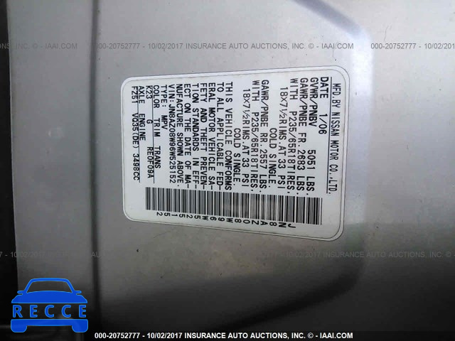 2006 Nissan Murano JN8AZ08W96W525152 image 8