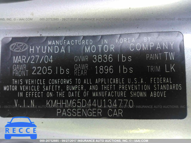 2004 HYUNDAI TIBURON KMHHM65D44U134770 image 8