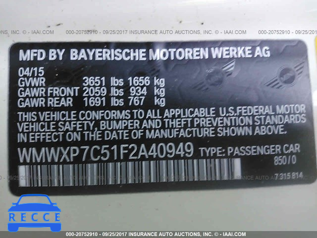 2015 Mini Cooper S WMWXP7C51F2A40949 image 8