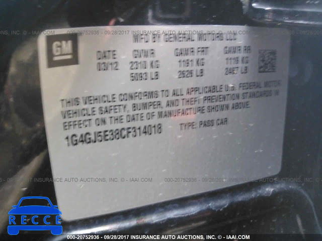 2012 Buick Lacrosse TOURING 1G4GJ5E38CF314018 image 8