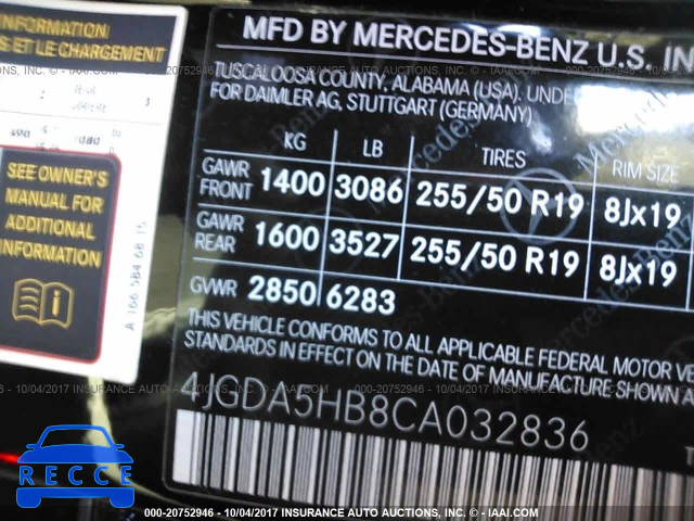 2012 Mercedes-benz ML 350 4MATIC 4JGDA5HB8CA032836 image 8