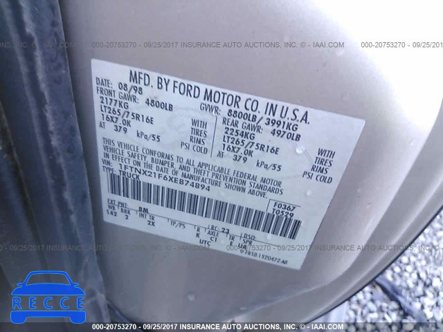 1999 FORD F250 1FTNX21F6XEB74894 image 8