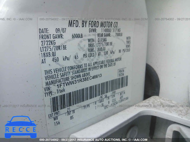 2008 Ford F350 1FTWW31R38EC46613 image 8