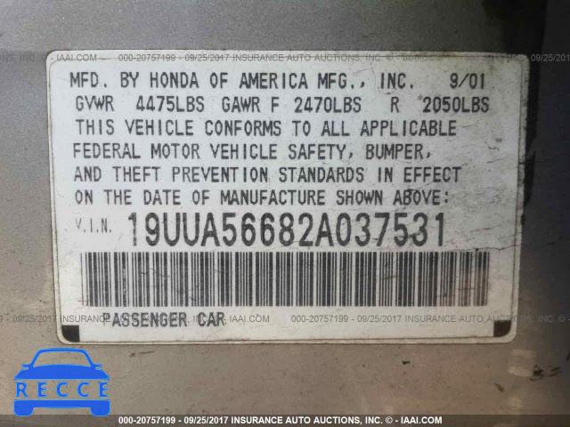 2002 Acura 3.2TL 19UUA56682A037531 image 8