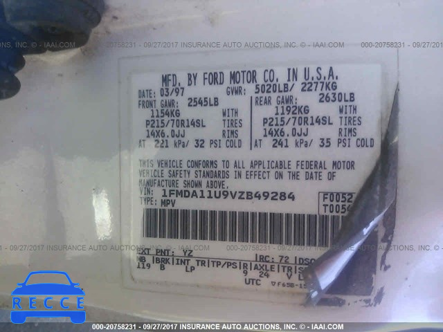 1997 Ford Aerostar 1FMDA11U9VZB49284 Bild 8