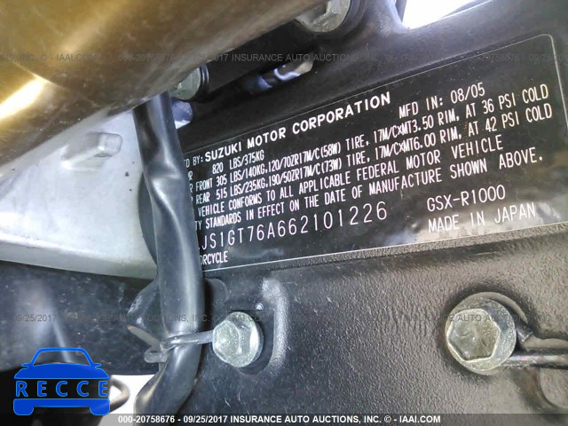 2006 Suzuki GSX-R1000 JS1GT76A662101226 image 8