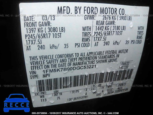2013 Ford Explorer 1FM5K7B90DGC53221 image 8