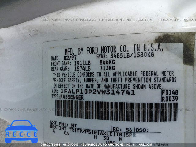 1997 Ford Escort 1FALP10P2VW314741 image 8