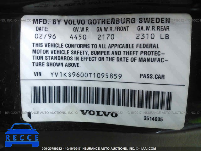 1996 Volvo 960 YV1KS9600T1095859 image 8