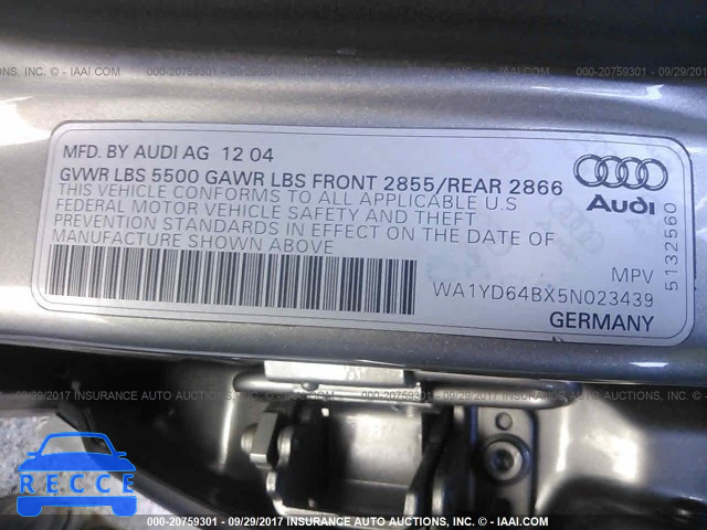 2005 Audi Allroad WA1YD64BX5N023439 image 8