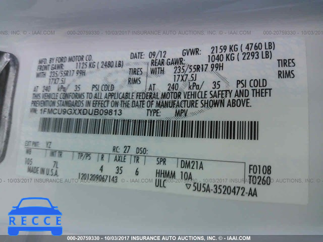 2013 Ford Escape 1FMCU9GXXDUB09813 image 8