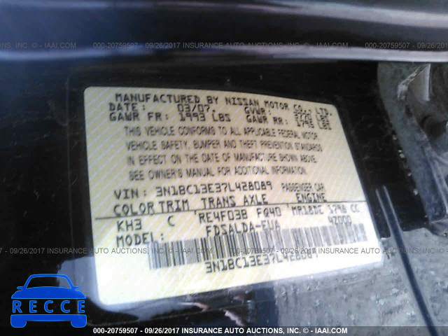 2007 Nissan Versa 3N1BC13E37L428089 image 8