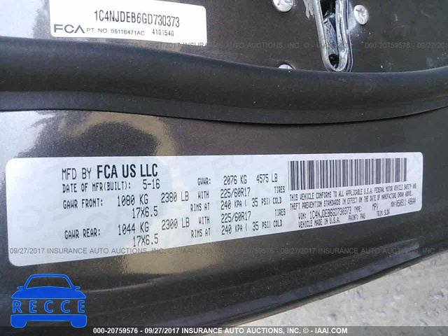 2016 Jeep Compass 1C4NJDEB6GD730373 image 8
