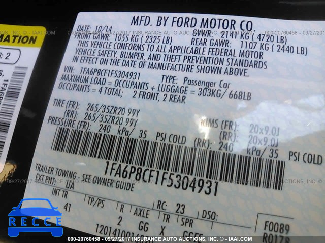 2015 Ford Mustang 1FA6P8CF1F5304931 Bild 8