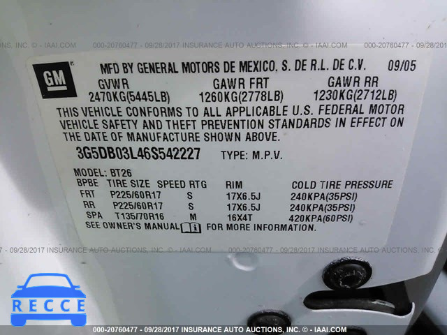 2006 Buick Rendezvous 3G5DB03L46S542227 image 8