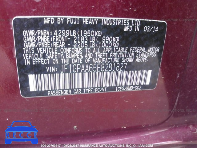 2014 Subaru Impreza JF1GPAA65E8281827 image 8