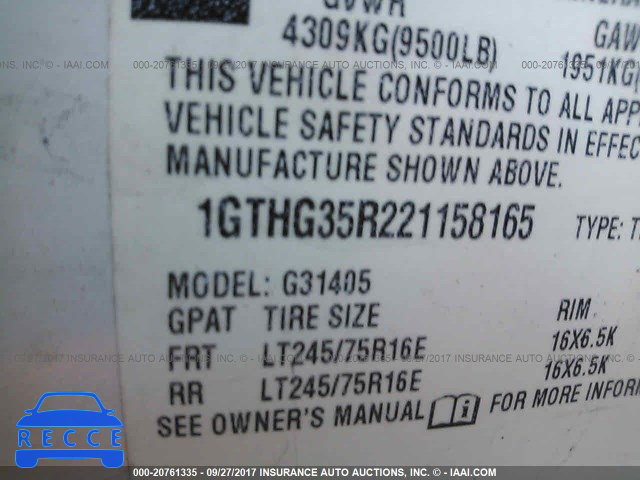 2002 GMC Savana 1GTHG35R221158165 image 8