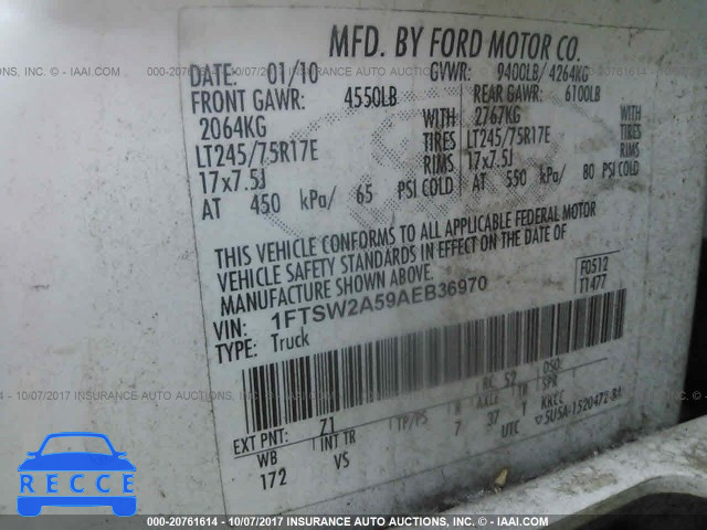 2010 Ford F250 SUPER DUTY 1FTSW2A59AEB36970 image 8