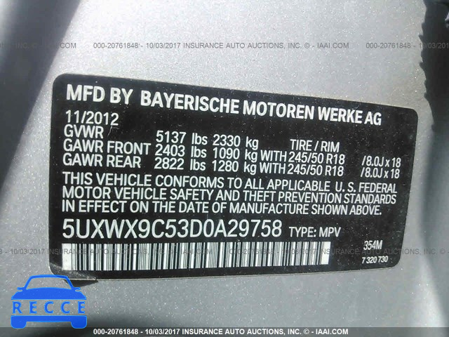 2013 BMW X3 5UXWX9C53D0A29758 image 8