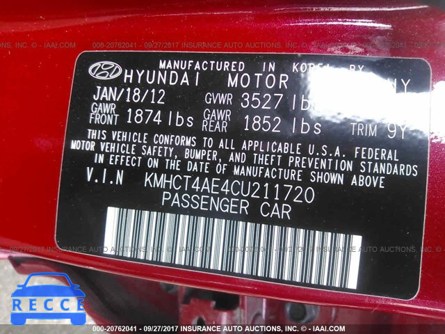 2012 Hyundai Accent KMHCT4AE4CU211720 image 8