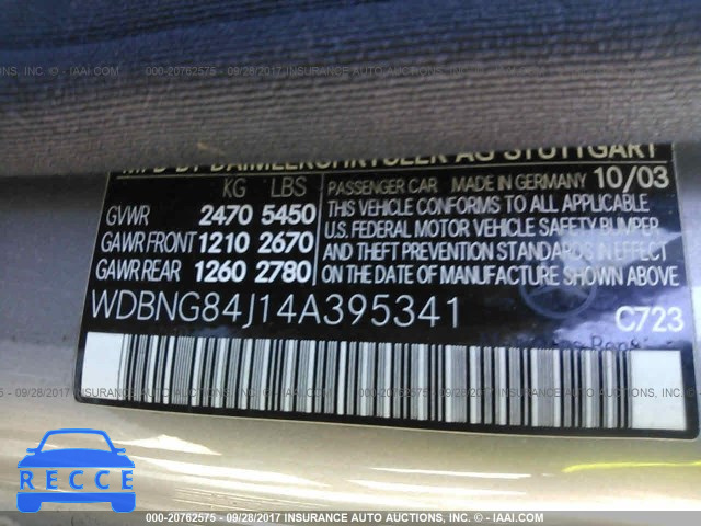 2004 Mercedes-benz S 500 4MATIC WDBNG84J14A395341 зображення 8