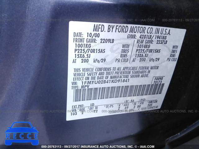 2001 FORD ESCAPE 1FMYU02B41KD91841 image 8