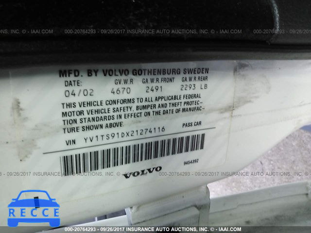 2002 Volvo S80 T6 TURBO YV1TS91DX21274116 image 8