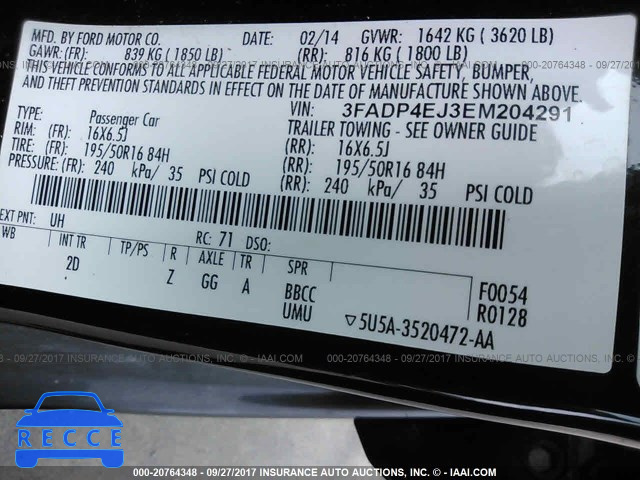 2014 FORD FIESTA SE 3FADP4EJ3EM204291 image 8