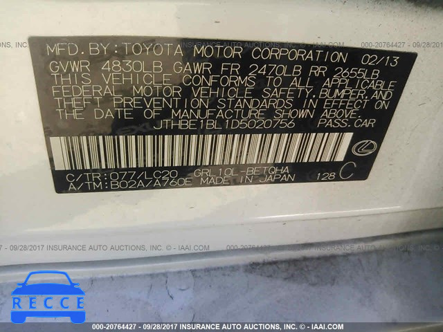 2013 Lexus GS JTHBE1BL1D5020756 image 8