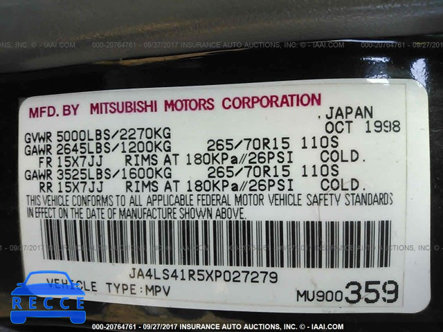 1999 Mitsubishi Montero SPORT LIMITED JA4LS41R5XP027279 Bild 8