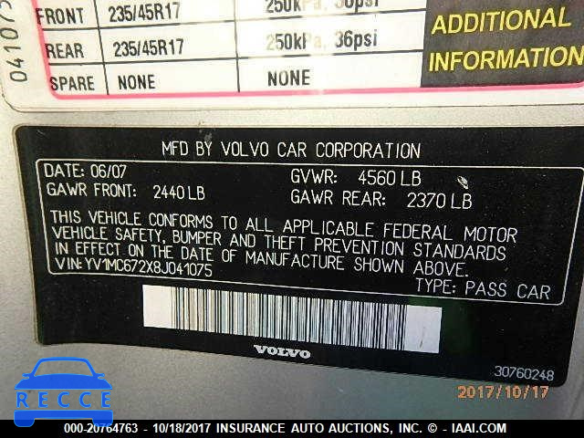 2008 Volvo C70 T5 YV1MC672X8J041075 Bild 8