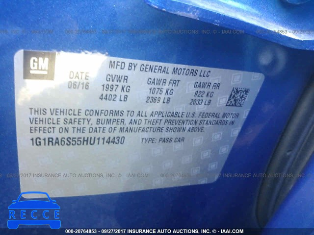 2017 Chevrolet Volt 1G1RA6S55HU114430 image 8