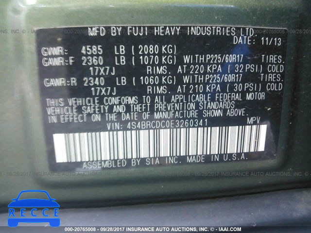 2014 Subaru Outback 4S4BRCDC0E3260341 image 8