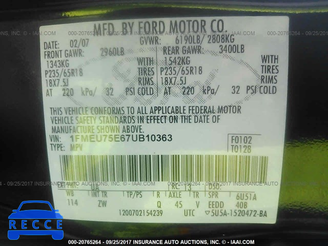 2007 Ford Explorer 1FMEU75E67UB10363 image 8