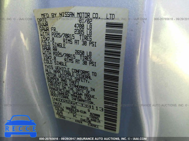 2002 Nissan Frontier KING CAB XE 1N6DD26S62C339113 Bild 8