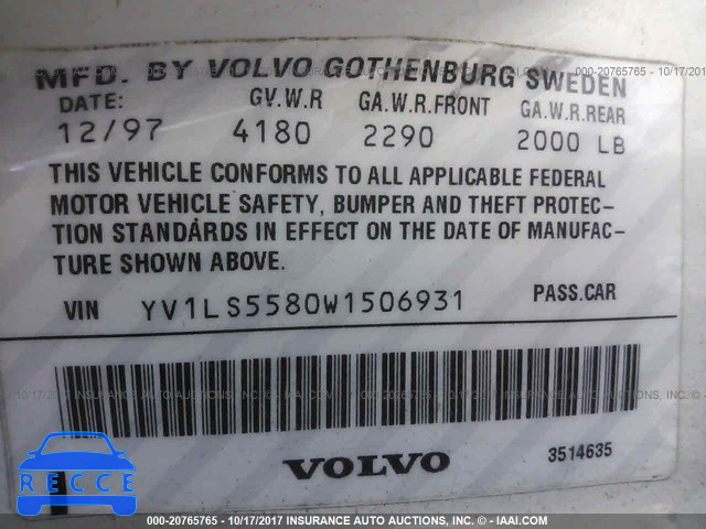 1998 Volvo S70 YV1LS5580W1506931 image 8