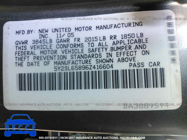 2006 Pontiac Vibe 5Y2SL65896Z416604 image 8