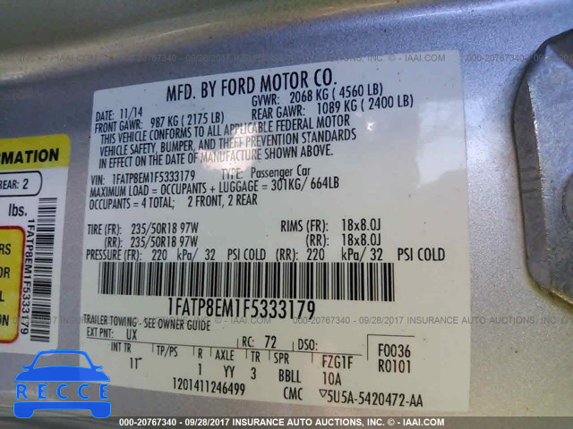 2015 Ford Mustang 1FATP8EM1F5333179 зображення 8