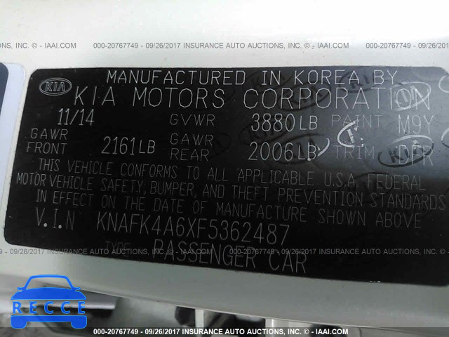 2015 KIA Forte LX KNAFK4A6XF5362487 image 8