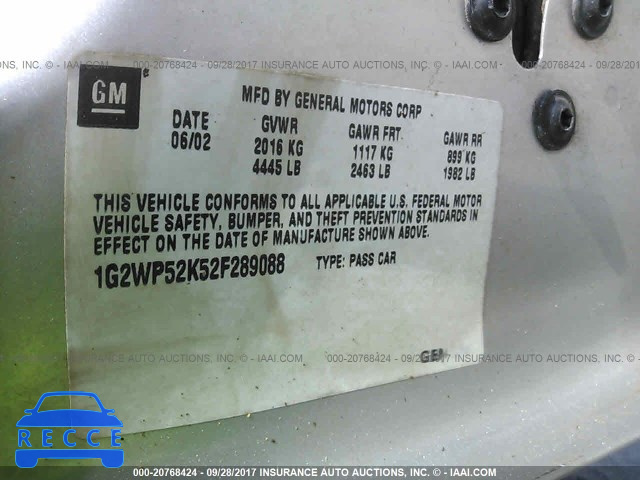 2002 Pontiac Grand Prix GT 1G2WP52K52F289088 image 8
