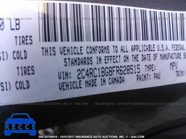2015 Chrysler Town and Country 2C4RC1BG8FR628515 зображення 8