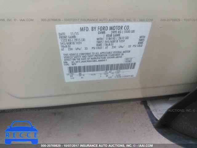 2016 Lincoln MKX SELECT 2LMTJ6KR6GBL44661 Bild 8